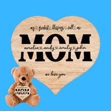 Load image into Gallery viewer, Mom Monogram Teddy Bear with Heart Sign- PERSONALIZED - PRICE INCLUDES FREE SHIPPING