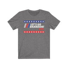 Load image into Gallery viewer, Let's Go Brandon Nascar Themed FJB with Stars Unisex Jersey Short Sleeve T-Shirt