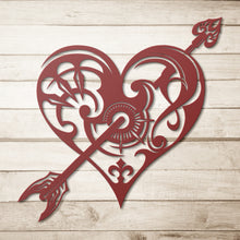 Load image into Gallery viewer, Arrow Through Heart Metal Wall Art