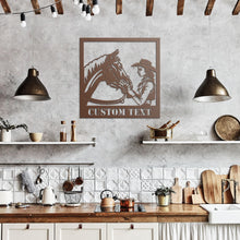 Load image into Gallery viewer, Cowgirl With Horse Metal Wall Art