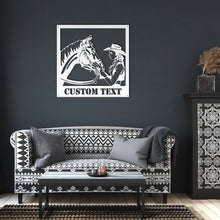Load image into Gallery viewer, Cowgirl With Horse Metal Wall Art