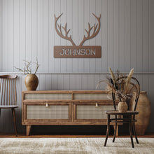 Load image into Gallery viewer, Deer Antler Monogram Metal Wall Art