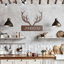 Load image into Gallery viewer, Deer Antler Monogram Metal Wall Art