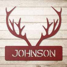 Load image into Gallery viewer, Deer Antler Monogram Metal Wall Art