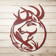 Load image into Gallery viewer, Deer and Fish Hunting & Fishing Metal Wall Art