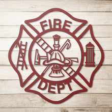 Load image into Gallery viewer, Fireman Maltese Cross Metal Wall Art