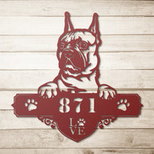 Load image into Gallery viewer, French Bulldog Peeking Dog Metal Address Wall Art