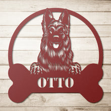 Load image into Gallery viewer, Longhaired Peeking German Shepherd Metal Wall Art