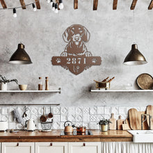 Load image into Gallery viewer, Peeking Dachshund Address Metal Wall Art