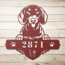 Load image into Gallery viewer, Peeking Dachshund Address Metal Wall Art
