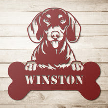 Load image into Gallery viewer, Peeking Dachshund Bone Metal Wall Art