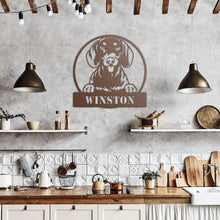 Load image into Gallery viewer, Peeking Dachshund Circle Frame Metal Wall Art