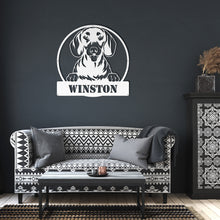 Load image into Gallery viewer, Peeking Dachshund Circle Frame Metal Wall Art