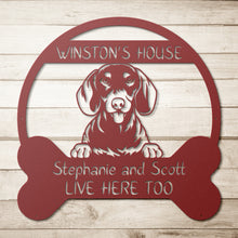 Load image into Gallery viewer, Peeking Dachshund's House Metal Wall Art
