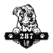 Load image into Gallery viewer, Peeking English Bulldog Metal Address Sign