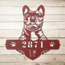 Load image into Gallery viewer, Peeking French Bulldog Address Metal Wall Art