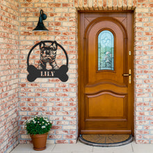 Load image into Gallery viewer, Peeking French Bulldog Bone Circle Frame Metal Wall Art