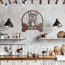 Load image into Gallery viewer, Peeking French Bulldog Bone Circle Frame Metal Wall Art