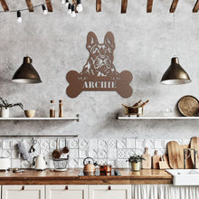 Load image into Gallery viewer, Peeking French Bulldog Bone Metal Wall Art