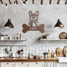 Load image into Gallery viewer, Peeking French Bulldog Bone Metal Wall Art