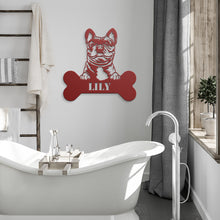 Load image into Gallery viewer, Peeking French Bulldog Bone Metal Wall Art