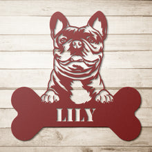 Load image into Gallery viewer, Peeking French Bulldog Bone Metal Wall Art
