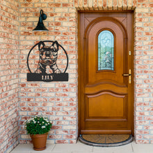 Load image into Gallery viewer, Peeking French Bulldog Circle Frame Metal Wall Art