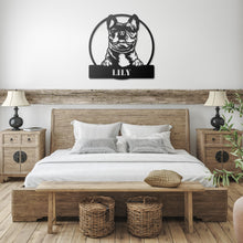 Load image into Gallery viewer, Peeking French Bulldog Circle Frame Metal Wall Art