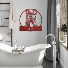Load image into Gallery viewer, Peeking French Bulldog Circle Frame Metal Wall Art