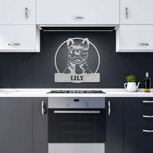 Load image into Gallery viewer, Peeking French Bulldog Circle Frame Metal Wall Art