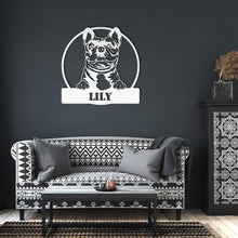 Load image into Gallery viewer, Peeking French Bulldog Circle Frame Metal Wall Art
