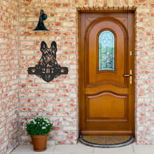 Load image into Gallery viewer, Peeking French Bulldog Metal Address Wall Art