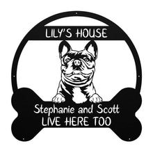 Load image into Gallery viewer, Peeking French Bulldog's House Metal Wall Art