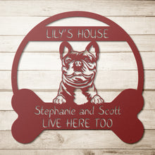 Load image into Gallery viewer, Peeking French Bulldog's House Metal Wall Art