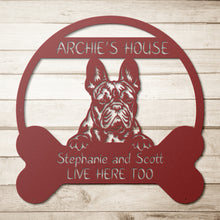 Load image into Gallery viewer, Peeking French Bulldog's House Metal Wall Art