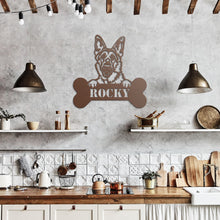 Load image into Gallery viewer, Peeking German Shepherd Bone Metal Wall Art