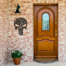 Load image into Gallery viewer, Punisher Skull Text Metal Wall Art