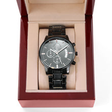 Load image into Gallery viewer, Happy Valentine's Day To My Trophy Husband Engraved Design Black Chronograph Watch