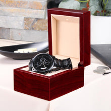 Load image into Gallery viewer, Happy Valentine's Day To My Trophy Husband Engraved Design Black Chronograph Watch