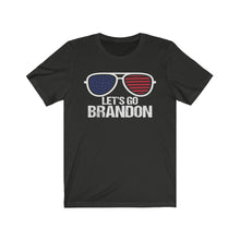 Load image into Gallery viewer, Let's Go Brandon American Flag Sunglasses Unisex Jersey Short Sleeve T-Shirt