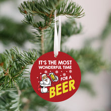 Load image into Gallery viewer, Wonderful Time For A Beer Christmas Ornament