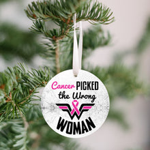 Load image into Gallery viewer, Cancer Picked The Wrong Woman Christmas Ornament - Get 30% OFF + FREE Shipping When You Order 10 Or More.