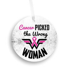 Load image into Gallery viewer, Cancer Picked The Wrong Woman Christmas Ornament - Get 30% OFF + FREE Shipping When You Order 10 Or More.