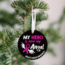 Load image into Gallery viewer, Breast Cancer Awareness My Hero Is Now My Angel Christmas Ornament - Get 30% OFF + FREE Shipping When You Order 10 Or More.