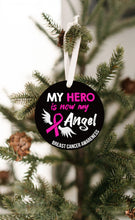 Load image into Gallery viewer, Breast Cancer Awareness My Hero Is Now My Angel Christmas Ornament - Get 30% OFF + FREE Shipping When You Order 10 Or More.