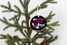 Load image into Gallery viewer, Breast Cancer Awareness My Hero Is Now My Angel Christmas Ornament - Get 30% OFF + FREE Shipping When You Order 10 Or More.