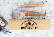 Load image into Gallery viewer, Better When Dad Grills It Father's Day Bamboo BBQ Set