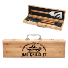 Load image into Gallery viewer, Better When Dad Grills It Father's Day Bamboo BBQ Set