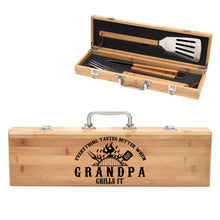 Load image into Gallery viewer, Better When Grandpa Grills It Father's Day Bamboo BBQ Set