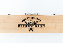 Load image into Gallery viewer, King Of The Grill And Best Dad Father's Day Bamboo BBQ Set